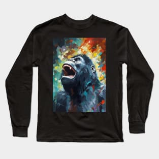 Gorilla Abstract Watercolor Art Long Sleeve T-Shirt